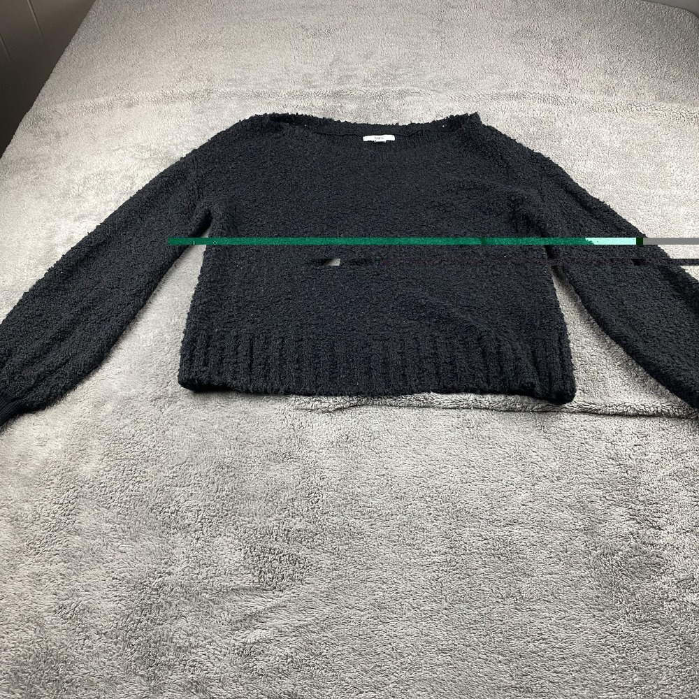 Bar III Cuffed Sleeve V Neck Sweater Womens Small Black Long Sleeve